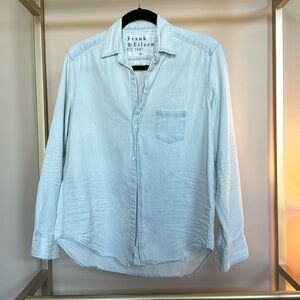 Frank and Eileen- Eileen shirt with distressing in light denim